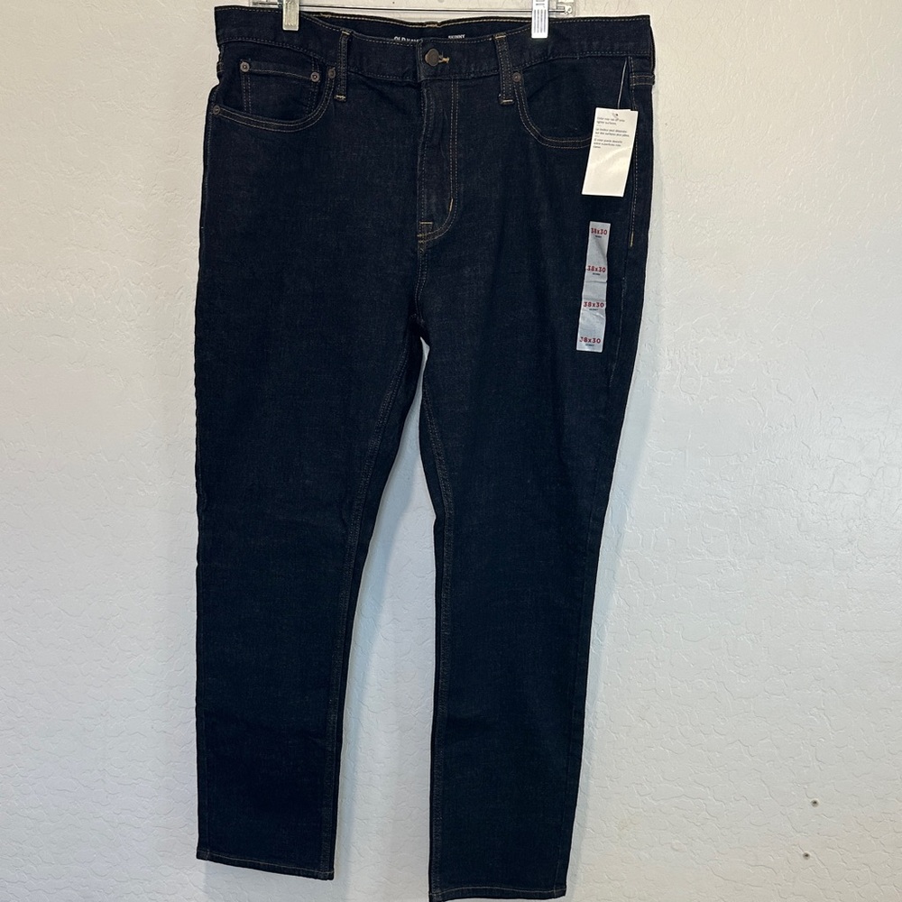 NWT Old Navy‎ Men's Jeans dark blue Denim skinny 38x30  cotton blend classic